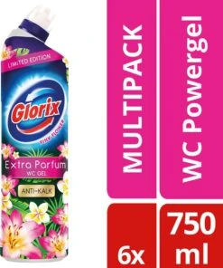 Glorix WC Powergel Toiletreiniger Pink Flower - 6 X 750 Ml - Voordeelverpakking -Reinigingsproducten Winkel 1003x1200
