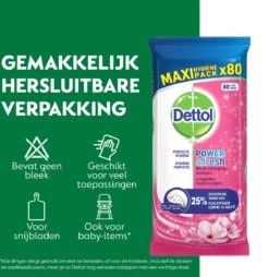 Dettol - Schoonmaakdoekjes - Power & Fresh - Kersenbloesem - 4 X 80 Stuks - Voordeelverpakking 13 Dettol - Schoonmaakdoekjes - Power & Fresh - Kersenbloesem - 4 X 80 Stuks - Voordeelverpakking -Reinigingsproducten Winkel 1165x1200