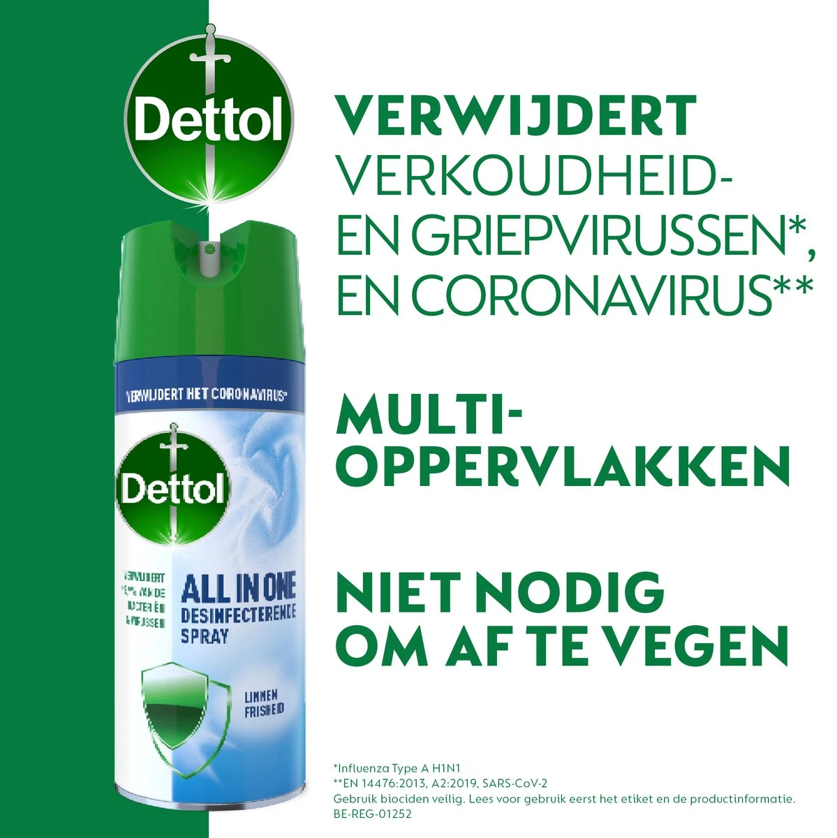 Dettol All In One Disinfectant Spray Linen - 400ml 4 Dettol All In One Disinfectant Spray Linen - 400ml - Afbeelding 2
