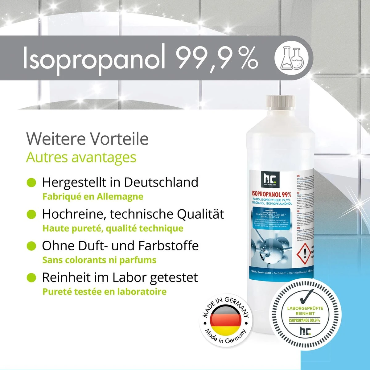 Isopropyl Alcohol - Isopropanol - IPA - Isopropyl - 99,9% Zuiver - 1000ml - Inclusief Trechter 7 Isopropyl Alcohol - Isopropanol - IPA - Isopropyl - 99,9% Zuiver - 1000ml - Inclusief Trechter - Afbeelding 5