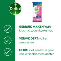 Dettol - Schoonmaakdoekjes - Power & Fresh - Kersenbloesem - 4 X 80 Stuks - Voordeelverpakking 17 Dettol - Schoonmaakdoekjes - Power & Fresh - Kersenbloesem - 4 X 80 Stuks - Voordeelverpakking -Reinigingsproducten Winkel 1200x1200 27