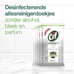 Cif Disinfect & Shine Wipes Doden 99,99% Van De Bacteriën Original Desinfecterende Schoonmaakdoekjes, Van 100% Biologisch Afbreekbaar Textiel 5 X 75 Doekjes -Reinigingsproducten Winkel 1200x1200 300