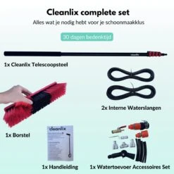 Cleanlix Telescoopsteel Met Borstel - Met Waterdoorvoer - Telescopische Wasborstel - Ramenwassen - Uitschuifbaar Tot 9 Meter -Reinigingsproducten Winkel 1200x1200 591