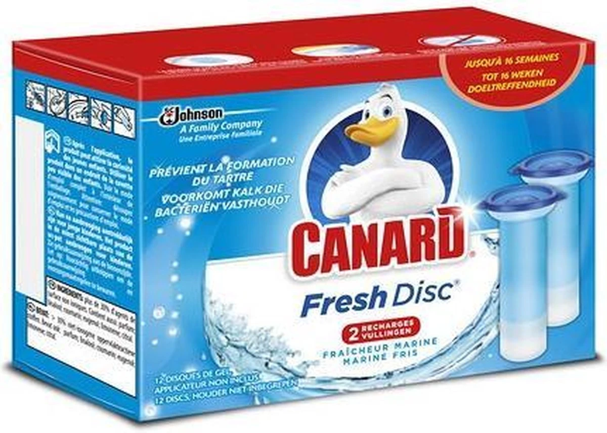 Canard Toiletreiniger Wc-blok Fresh Disc Marine Fris 1 Pak Met 2 Navulbussen 3 Canard Toiletreiniger Wc-blok Fresh Disc Marine Fris 1 Pak Met 2 Navulbussen