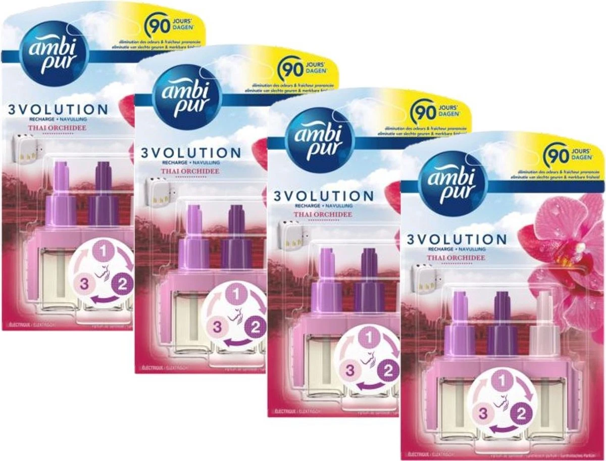 Ambi Pur Luchtverfrisser Navulling 3Volution Thai Orchidee 4 X 20 Ml 3 Ambi Pur Luchtverfrisser Navulling 3Volution Thai Orchidee 4 X 20 Ml