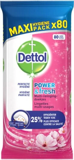 Dettol - Schoonmaakdoekjes - Power & Fresh - Kersenbloesem - 4 X 80 Stuks - Voordeelverpakking 18 Dettol - Schoonmaakdoekjes - Power & Fresh - Kersenbloesem - 4 X 80 Stuks - Voordeelverpakking -Reinigingsproducten Winkel 558x1200