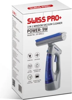 Swiss Pro+ Ruitenreiniger 3 In 1 WV 2 Blue Edition Window Vac - Ca. 120 M² - Waterzuiger - Incl. Smalle Zuigmond - Oplaadbaar - Raamwisser - Streeploos - Clicksystem - 2 Microvezeldoekjes - Met Sprayfunctie - Low Noise - Hepafilter -Reinigingsproducten Winkel 870x1200 1
